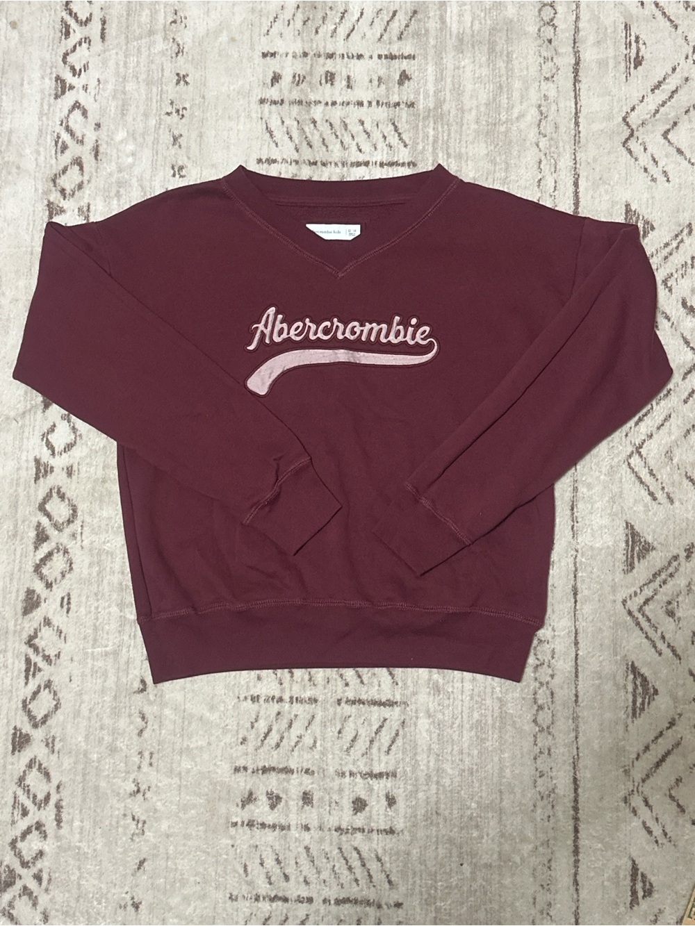 Abercrombie Kids Maroon Logo V-Neck Sweatshirt